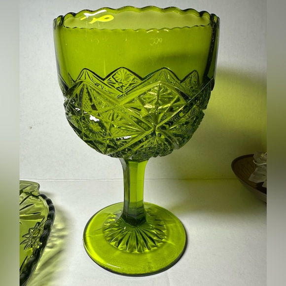Vintage Viking Glass Compote & Star of David Anchor Hocking Oblong Divided Dish. - Picture 3 of 8